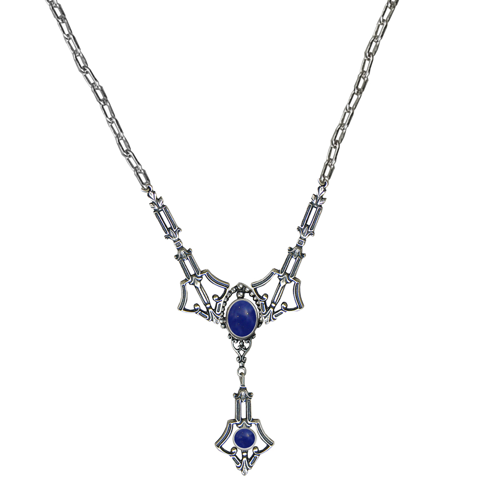 Sterling Silver Victorian Inspired Necklace With Lapis Lazuli